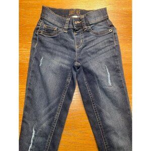 Justice Girls Distressed Denim Jeans Size 10 Slim Fit Cotton Blend